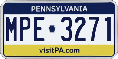 PA license plate MPE3271