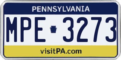 PA license plate MPE3273
