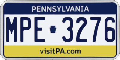 PA license plate MPE3276