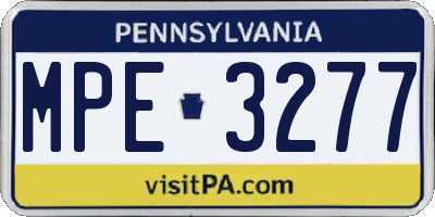PA license plate MPE3277