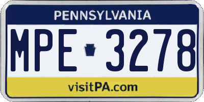 PA license plate MPE3278