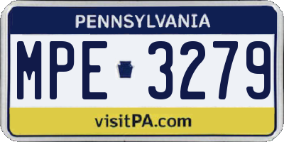 PA license plate MPE3279