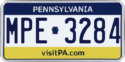 PA license plate MPE3284