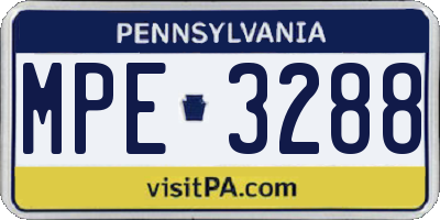 PA license plate MPE3288