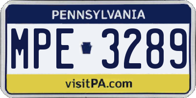 PA license plate MPE3289