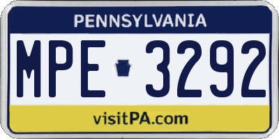 PA license plate MPE3292