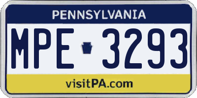 PA license plate MPE3293