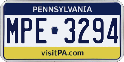 PA license plate MPE3294