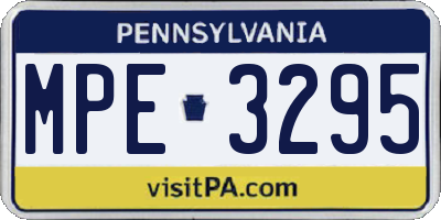 PA license plate MPE3295