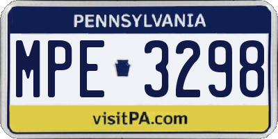 PA license plate MPE3298