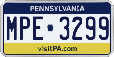 PA license plate MPE3299