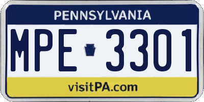 PA license plate MPE3301