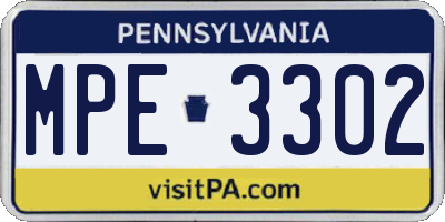 PA license plate MPE3302