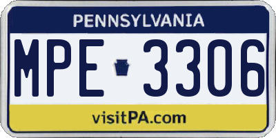 PA license plate MPE3306