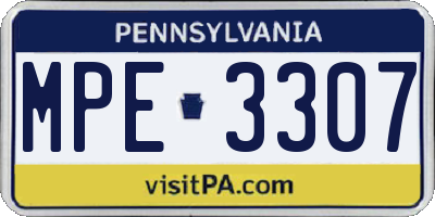PA license plate MPE3307