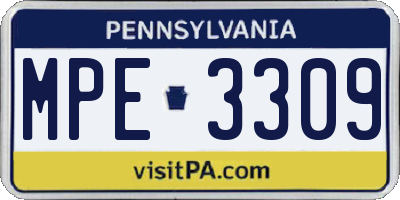 PA license plate MPE3309