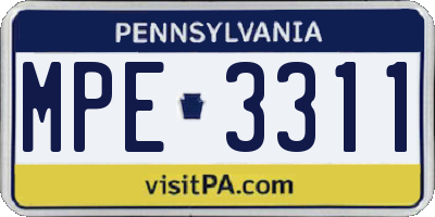 PA license plate MPE3311
