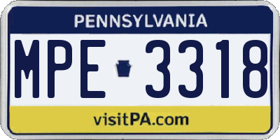 PA license plate MPE3318