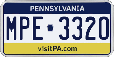 PA license plate MPE3320