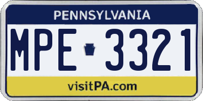PA license plate MPE3321