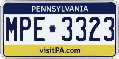 PA license plate MPE3323
