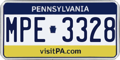 PA license plate MPE3328