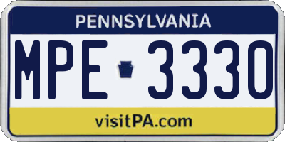 PA license plate MPE3330