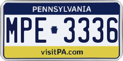 PA license plate MPE3336