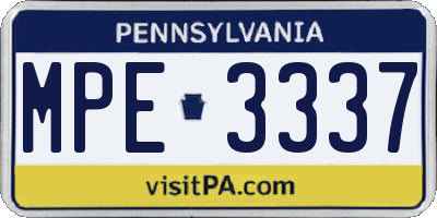 PA license plate MPE3337