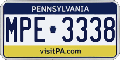 PA license plate MPE3338