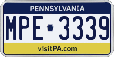 PA license plate MPE3339