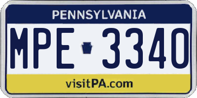 PA license plate MPE3340