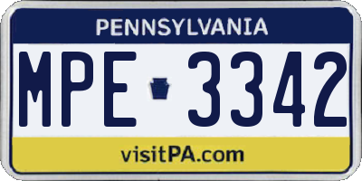 PA license plate MPE3342