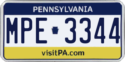 PA license plate MPE3344