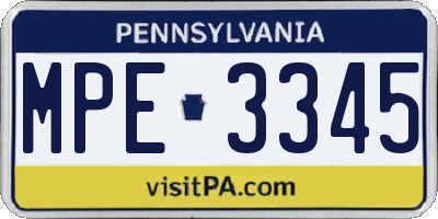 PA license plate MPE3345
