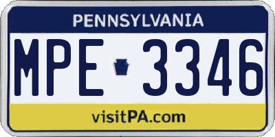 PA license plate MPE3346