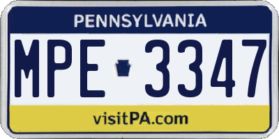 PA license plate MPE3347