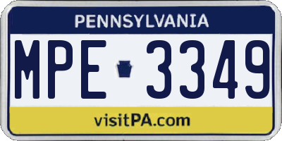 PA license plate MPE3349