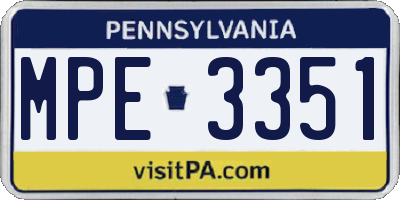 PA license plate MPE3351