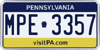 PA license plate MPE3357