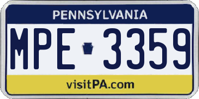 PA license plate MPE3359