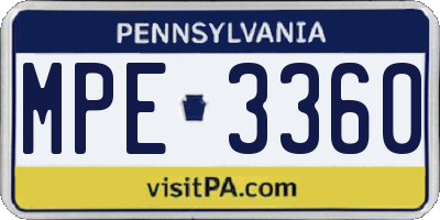 PA license plate MPE3360