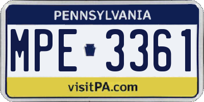 PA license plate MPE3361