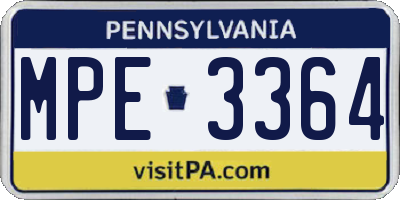 PA license plate MPE3364