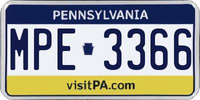 PA license plate MPE3366