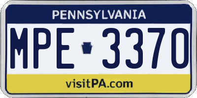 PA license plate MPE3370