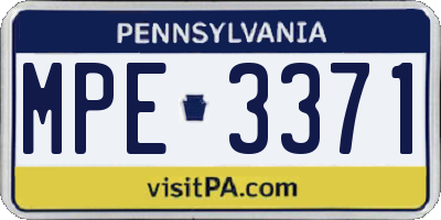 PA license plate MPE3371