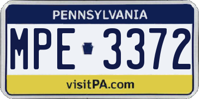 PA license plate MPE3372