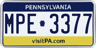 PA license plate MPE3377