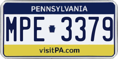 PA license plate MPE3379